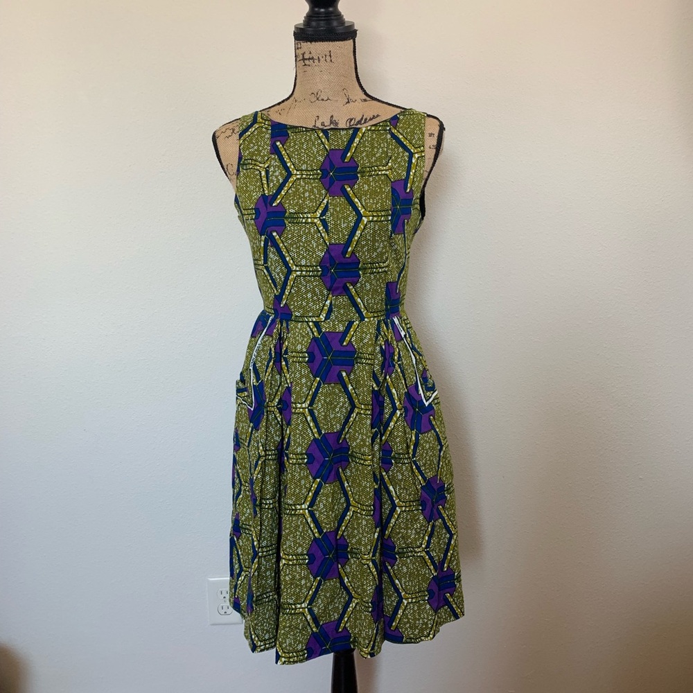 Purple and olive geometric Zachary’s Smile dress